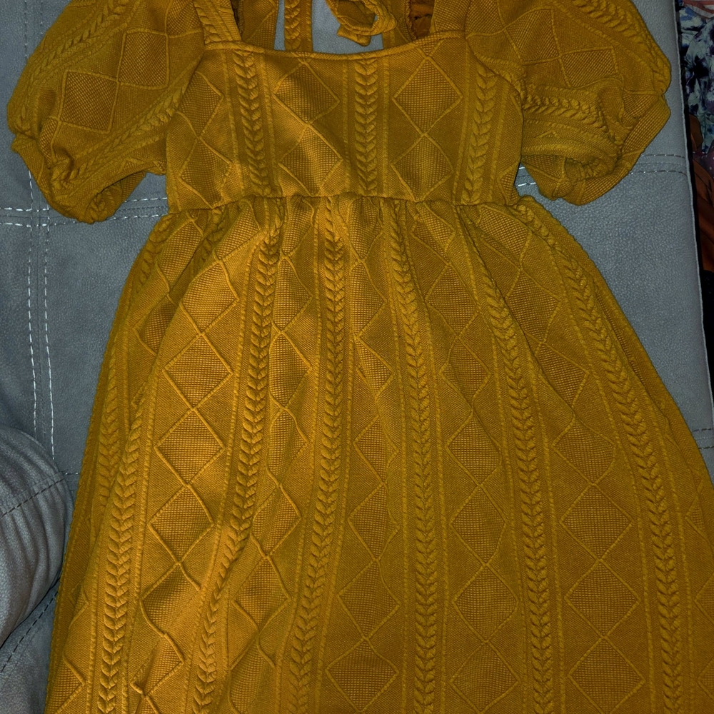 Listicle Yellow Baby Doll Style Knit Dress